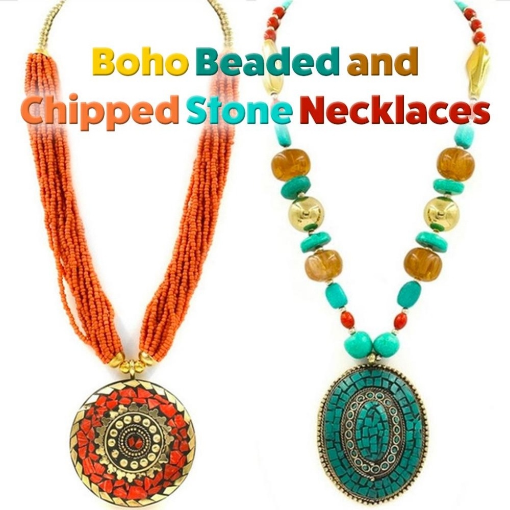 Boho Beaded and Chipped Stone Necklaces